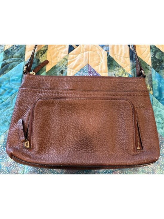 Nordstrom Handbags - Nordstrom Women's Crossbody Bag Brown Leather Pebbled Zipper Snap Pockets GUC